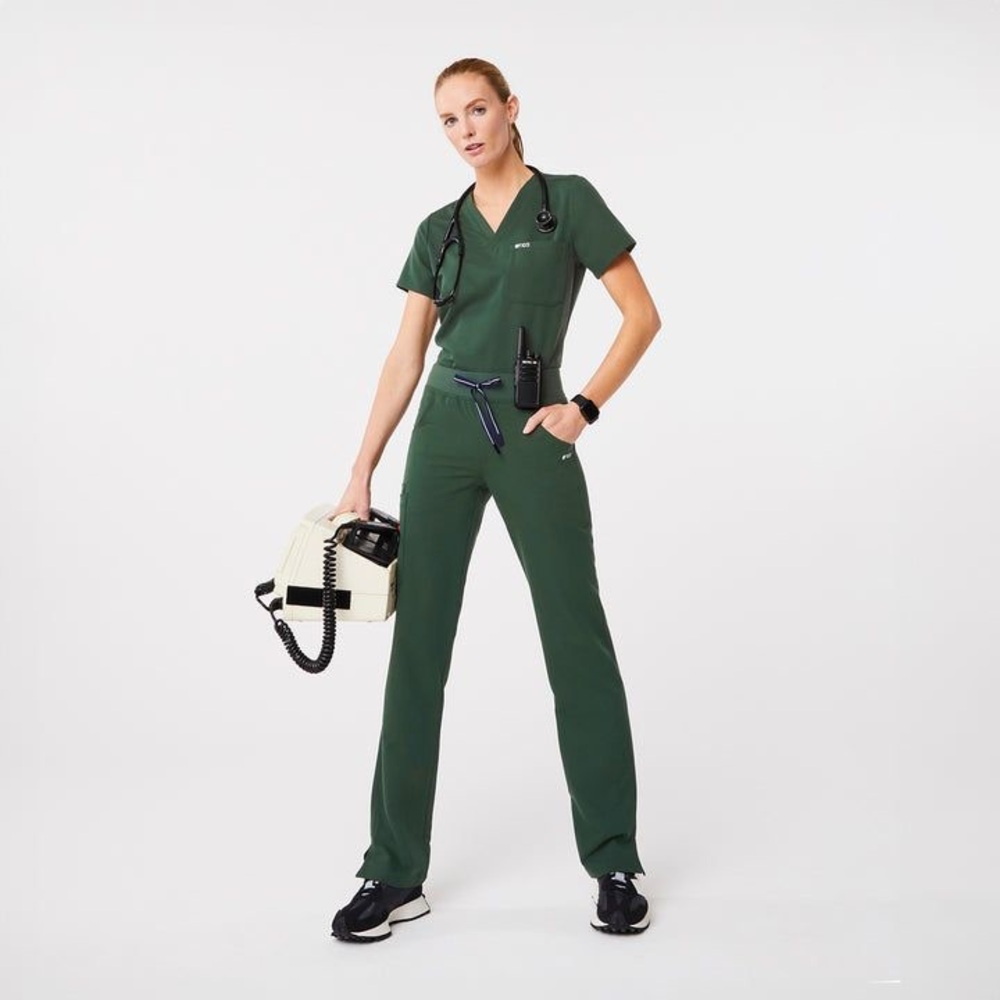 Figs British Racing Green Scrub Top - Picture 4 of 10